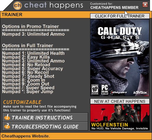Call of Duty Ghosts +1 Trainer - screenshot #1