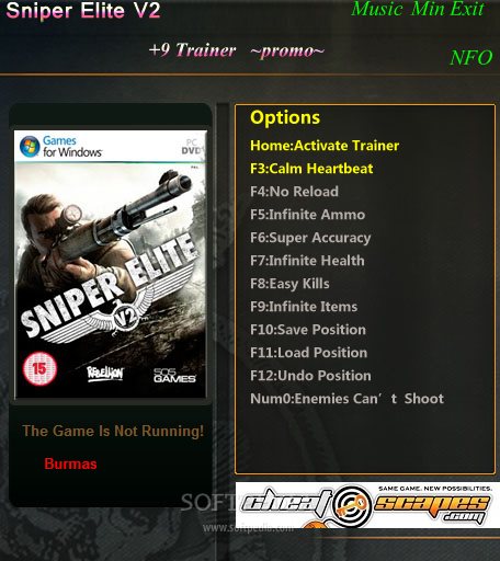 Sniper Elite V2 +1 Trainer for 1.06 Screenshot